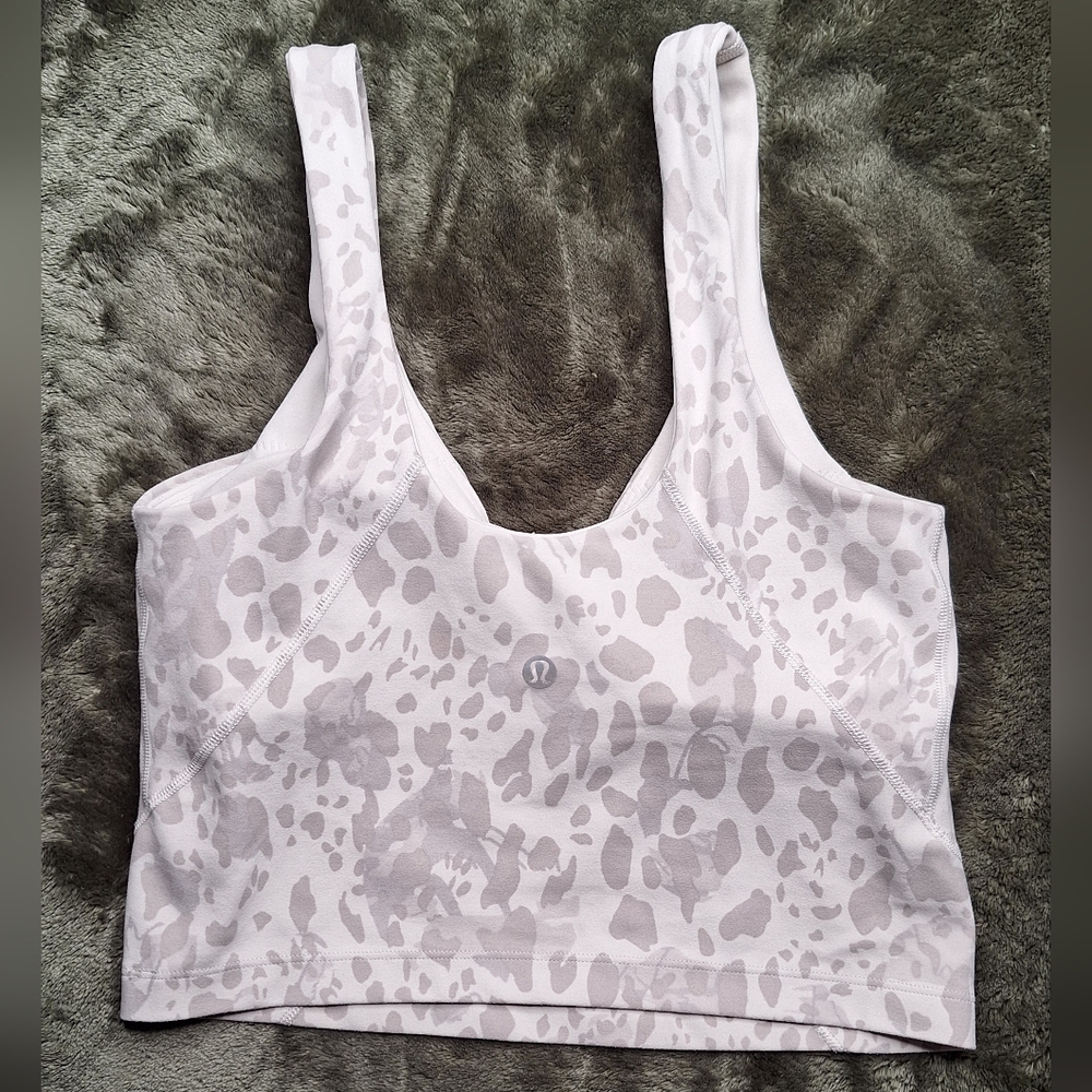 Lululemon Align Tank Top White Gray Grey Print‎ Size 4